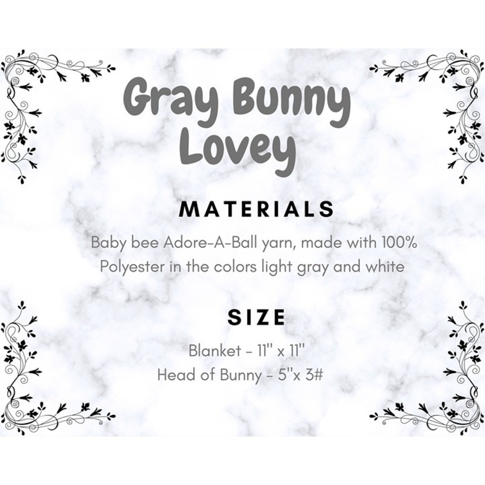 Gray and White comfort blanket, Bunny Lovey - Picture 2 of 5